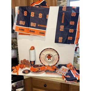 GIFT Syracuse University True Fan Party Pack  Tablecloths, Plates, Cups, Balls,